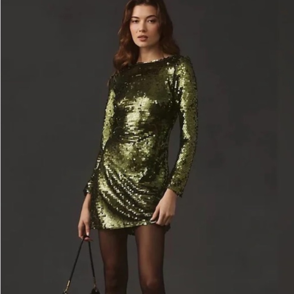 Anthropologie Drape Back Sequins Dress